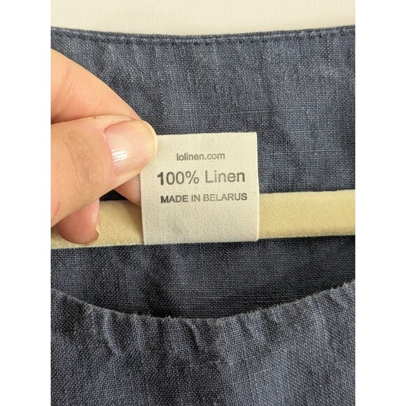 LO Len Ok Lenok Tunic Sz M Blue Linen Lagenlook Pockets 3/4 Sleeve Pullover - Picture 3 of 6